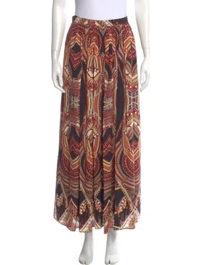 Pre-owned Ronny Kobo Silk Long Skirt In Orange