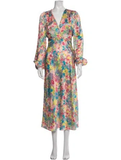 Pre-owned Ronny Kobo Silk Midi Length Dress In Blue/pink/purple