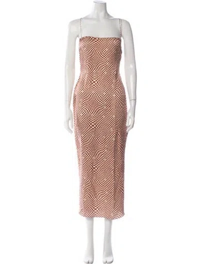 Pre-owned Ronny Kobo Silk Midi Length Dress In Brown