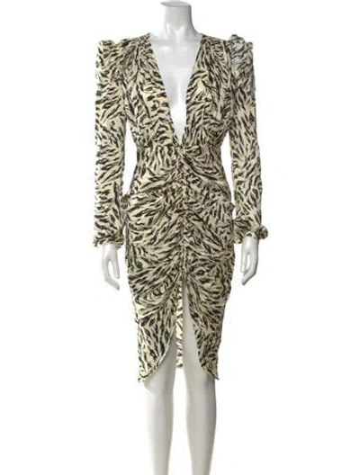 Pre-owned Ronny Kobo Silk Midi Length Dress In Neutrals