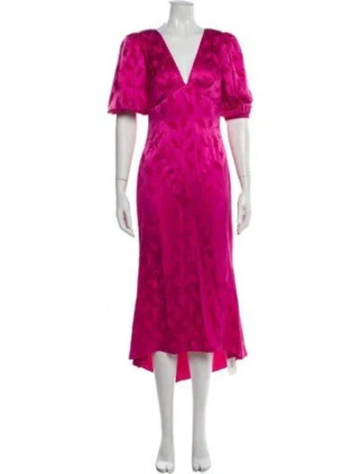Pre-owned Ronny Kobo Silk Midi Length Dress In Pink