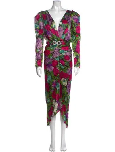 Pre-owned Ronny Kobo Silk Midi Length Dress W/ Tags In Green