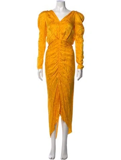 Pre-owned Ronny Kobo Silk Midi Length Dress In Yellow