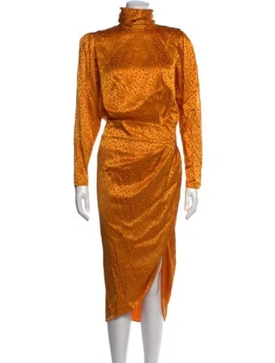 Pre-owned Ronny Kobo Silk Midi Length Dress In Yellow