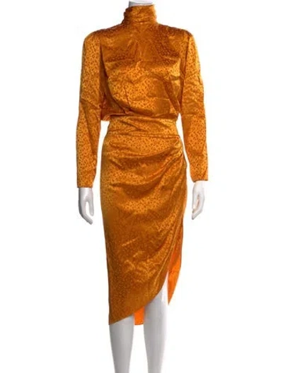 Pre-owned Ronny Kobo Silk Midi Length Dress In Yellow