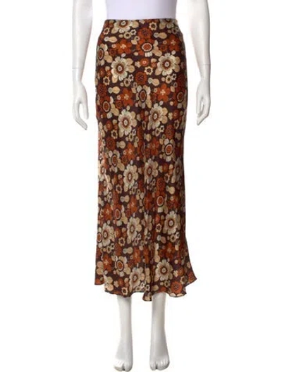Pre-owned Ronny Kobo Silk Midi Length Skirt In Brown