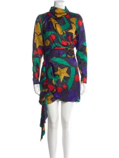 Pre-owned Ronny Kobo Silk Mini Dress In Multi