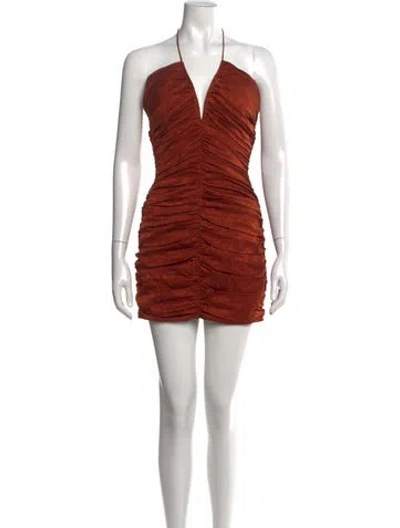 Pre-owned Ronny Kobo Silk Mini Dress In Orange