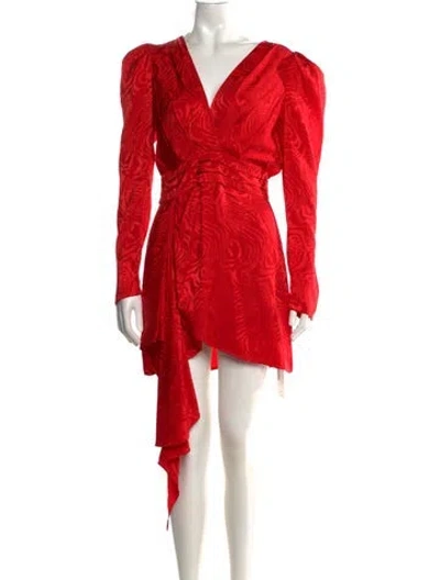 Pre-owned Ronny Kobo Silk Mini Dress In Red