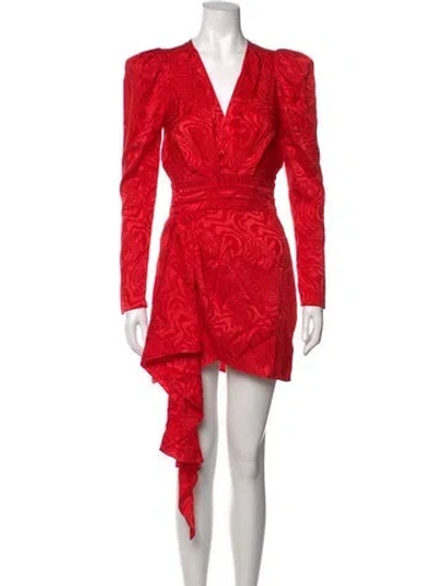 Pre-owned Ronny Kobo Silk Mini Dress In Red