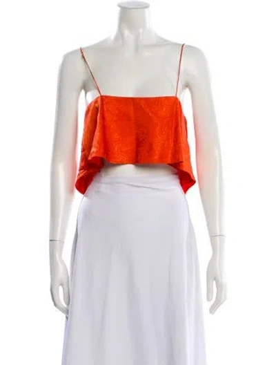 Pre-owned Ronny Kobo Silk Paisley Print Crop Top In Orange
