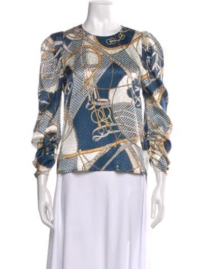 Pre-owned Ronny Kobo Silk Patterned Blouse