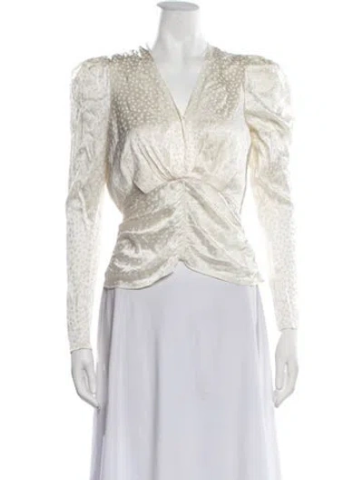 Pre-owned Ronny Kobo Silk Polka Dot Print Blouse In Neutrals