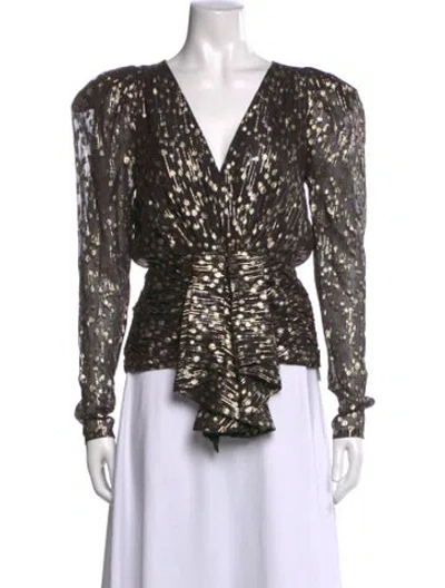 Pre-owned Ronny Kobo Silk Printed Blouse In Multi
