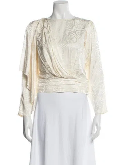 Pre-owned Ronny Kobo Silk Printed Blouse In Neutral