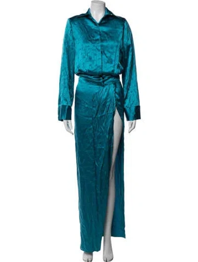 Pre-owned Ronny Kobo Silk Printed Skirt Set In Blue