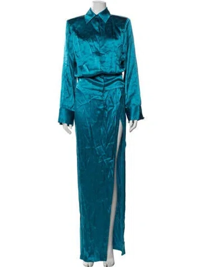 Pre-owned Ronny Kobo Silk Printed Skirt Set W/ Tags In Blue