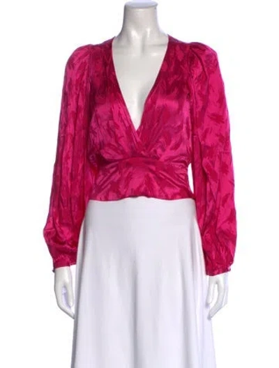 Pre-owned Ronny Kobo Silk Printed Top In Pink