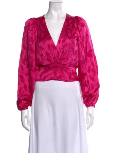 Pre-owned Ronny Kobo Silk Printed Top In Pink