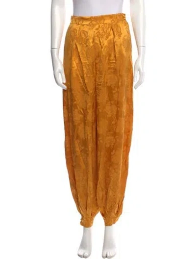 Pre-owned Ronny Kobo Silk Skinny Leg Pants In Yellow