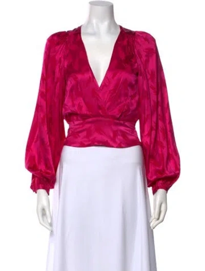 Pre-owned Ronny Kobo Silk V-neck Crop Top In Pink