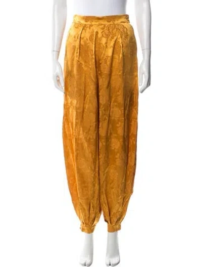 Pre-owned Ronny Kobo Silk Wide Leg Pants In Orange