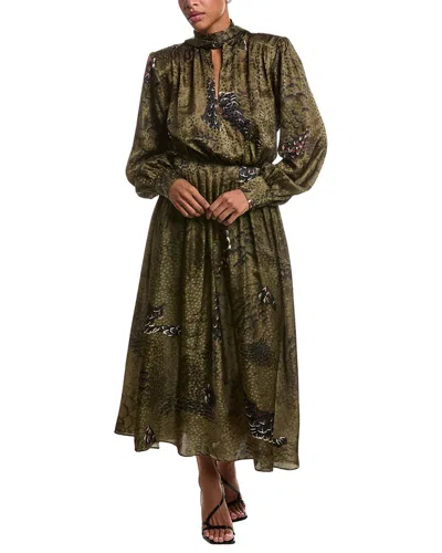 Ronny Kobo Silk-blend Anora Dress In Green