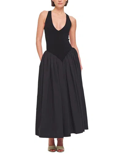 Ronny Kobo Sirinda Stretch Knit-paneled Poplin Midi Dress In Black