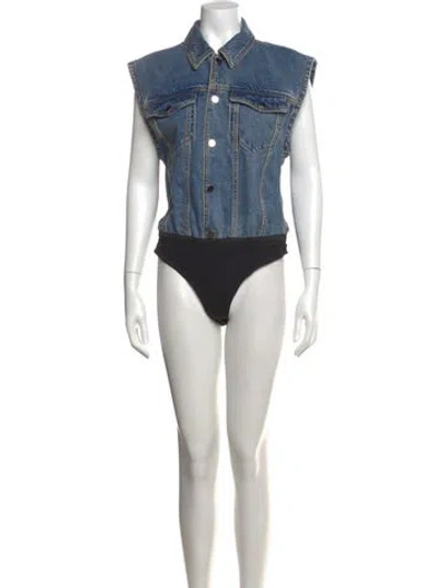 Pre-owned Ronny Kobo Sleeveless Bodysuit In Blue