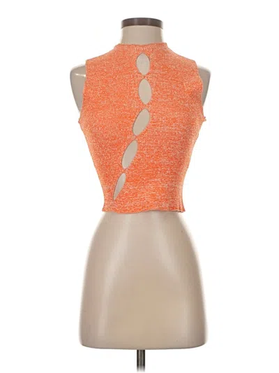 Pre-owned Ronny Kobo Sleeveless Top Orange Halter Neckline Tops