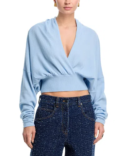 Ronny Kobo Solange Wool & Cashmere V Neck Sweater In Blue