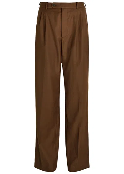 Ronny Kobo Soprano Pleated Straight-leg Woven Trousers In Brown
