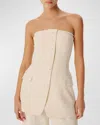 Ronny Kobo Spencer Strapless Crosshatch Linen Cotton Blazer In Sand