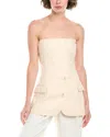 Ronny Kobo Spencer Strapless Crosshatch Linen Cotton Blazer In Neutral