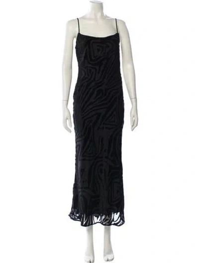 Pre-owned Ronny Kobo Square Neckline Long Dress In Black