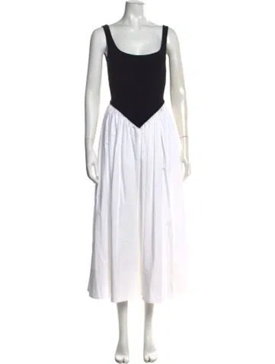 Pre-owned Ronny Kobo Square Neckline Long Dress In Black/white