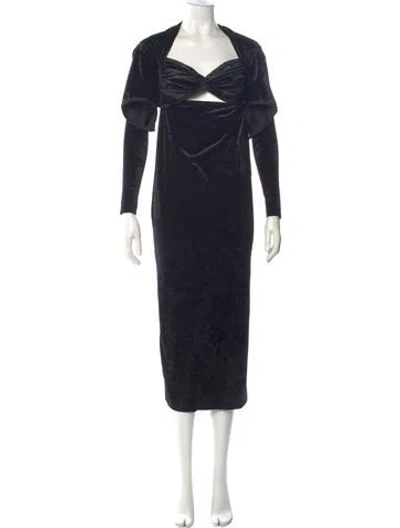 Pre-owned Ronny Kobo Square Neckline Long Dress In Blue