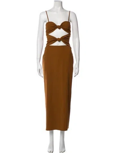 Pre-owned Ronny Kobo Square Neckline Long Dress In Brown
