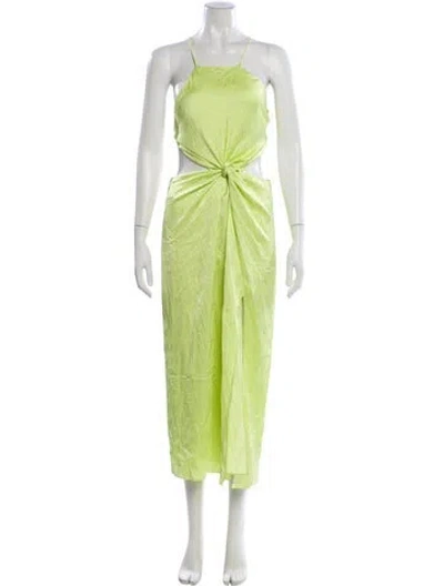Pre-owned Ronny Kobo Square Neckline Long Dress In Green