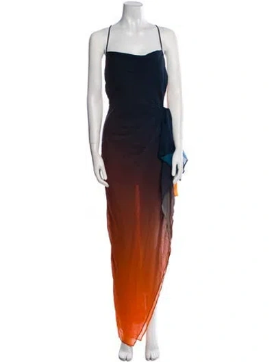 Pre-owned Ronny Kobo Square Neckline Long Dress In Multi