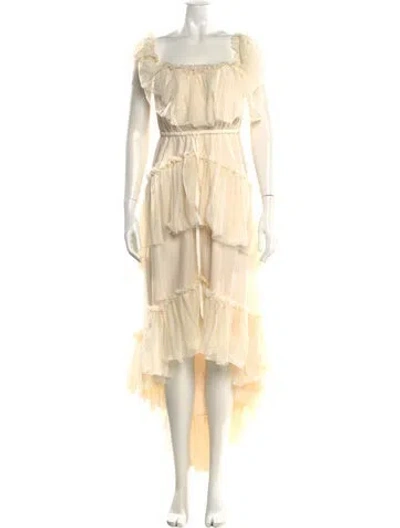 Pre-owned Ronny Kobo Square Neckline Long Dress In Neutral