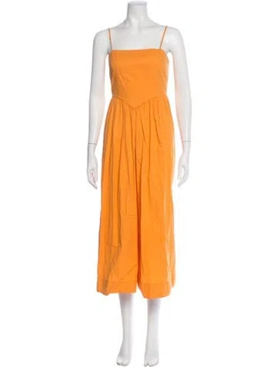 Pre-owned Ronny Kobo Square Neckline Long Dress In Orange