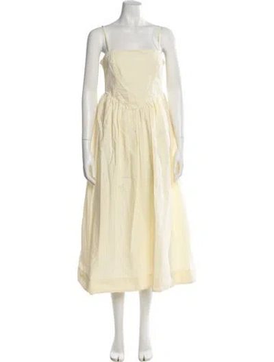 Pre-owned Ronny Kobo Square Neckline Long Dress In Yellow