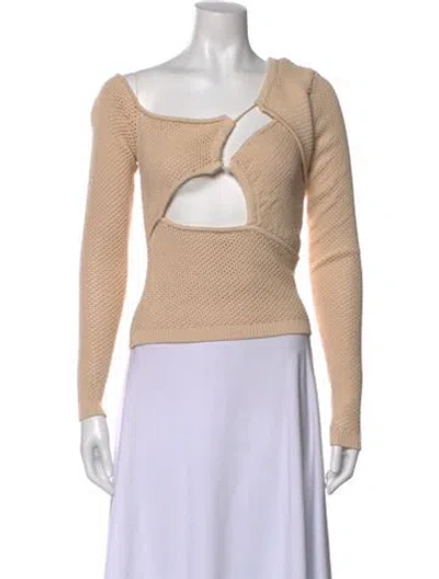 Pre-owned Ronny Kobo Square Neckline Long Sleeve Top In Neutral