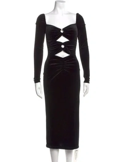 Pre-owned Ronny Kobo Square Neckline Midi Length Dress In Black