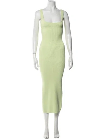 Pre-owned Ronny Kobo Square Neckline Midi Length Dress In Green
