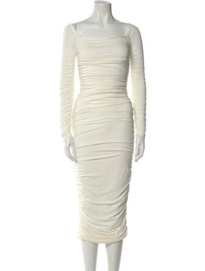 Pre-owned Ronny Kobo Square Neckline Midi Length Dress In Neutral