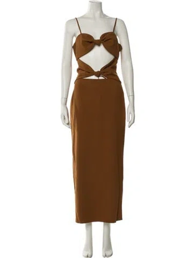 Pre-owned Ronny Kobo Square Neckline Midi Length Dress W/ Tags In Brown