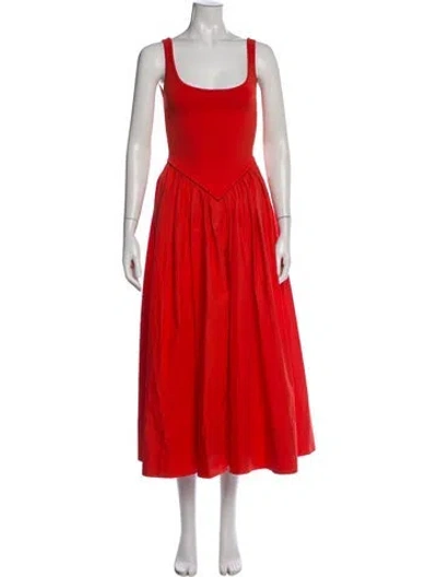 Pre-owned Ronny Kobo Square Neckline Midi Length Dress W/ Tags In Red