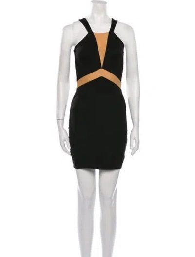 Pre-owned Ronny Kobo Square Neckline Mini Dress In Black